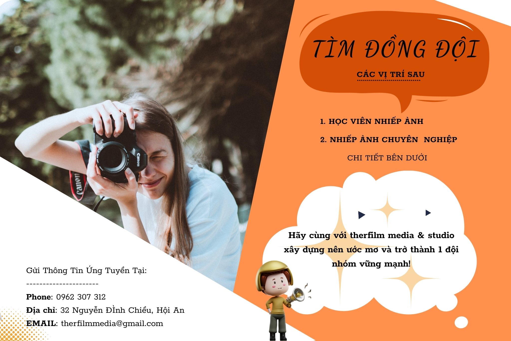 TUYỂN DỤNG NHIẾP ẢNH GIA TẠI HỘI AN - ĐÀ NẴNG 1 tuyển thợ chụp ảnh tại Hội An
